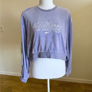 Nike Lavender Cropped Terry Crewneck Size Small Athleisure Comfy Trendy